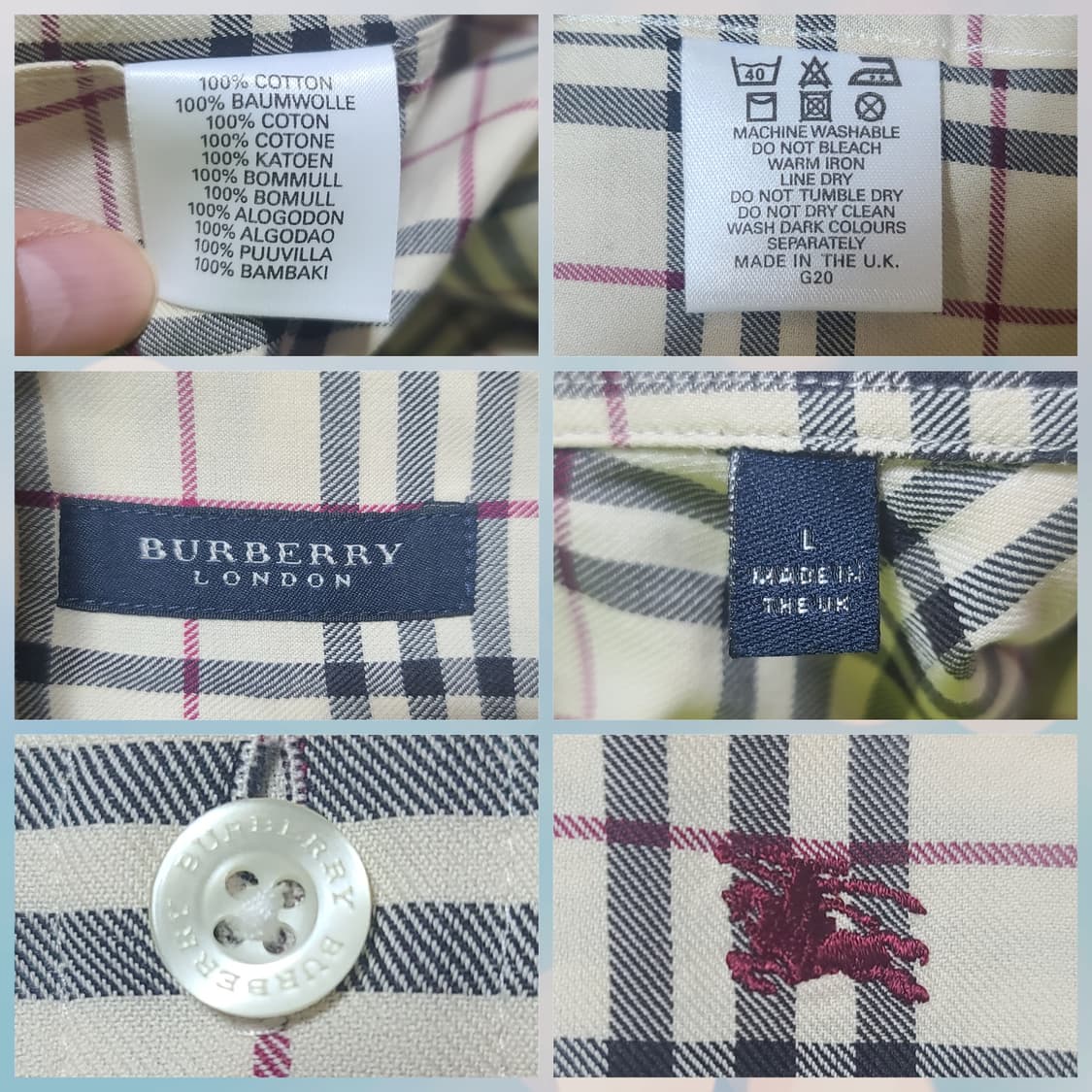 버버리 런던 빈티지 런던체크 반팔 셔츠 (Made in UK) 상품이미지6