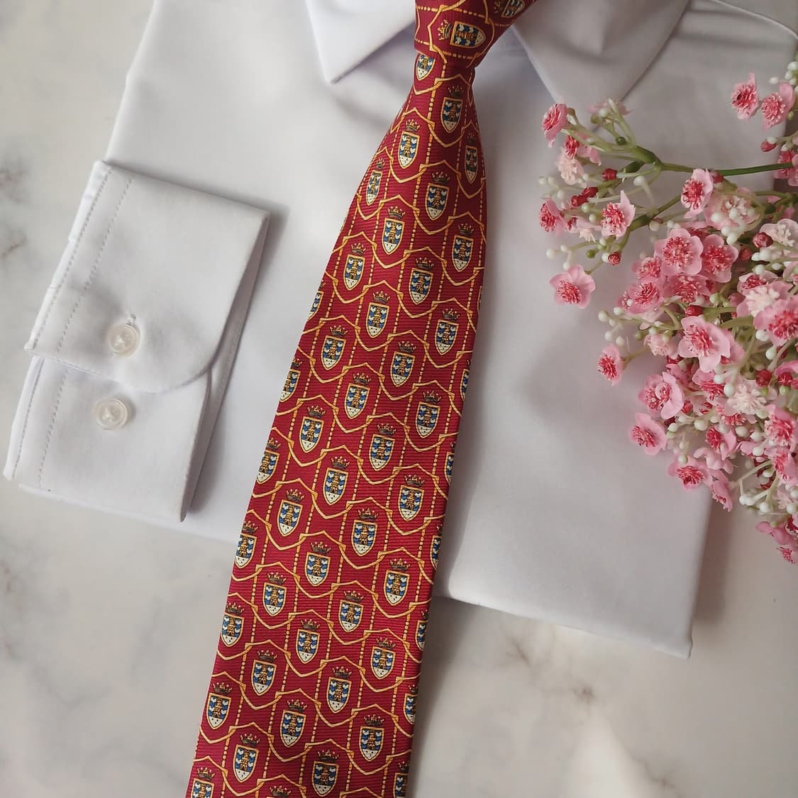 베르나르 실크 레드 크라운&문장 넥타이 9.3cm A+등급 A19096
 상품이미지5