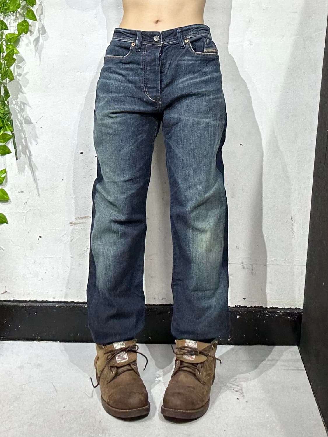 디젤 진청 와이드 워싱 데님 팬츠 청바지  상품이미지3