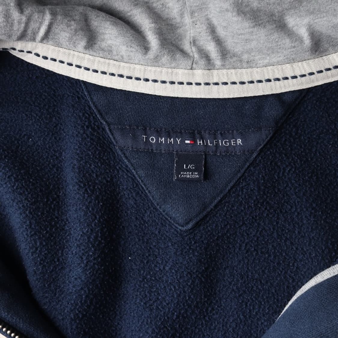 타미힐피거 빅로고 스펠아웃 자수 후드 집업 네이비 L 상품이미지5