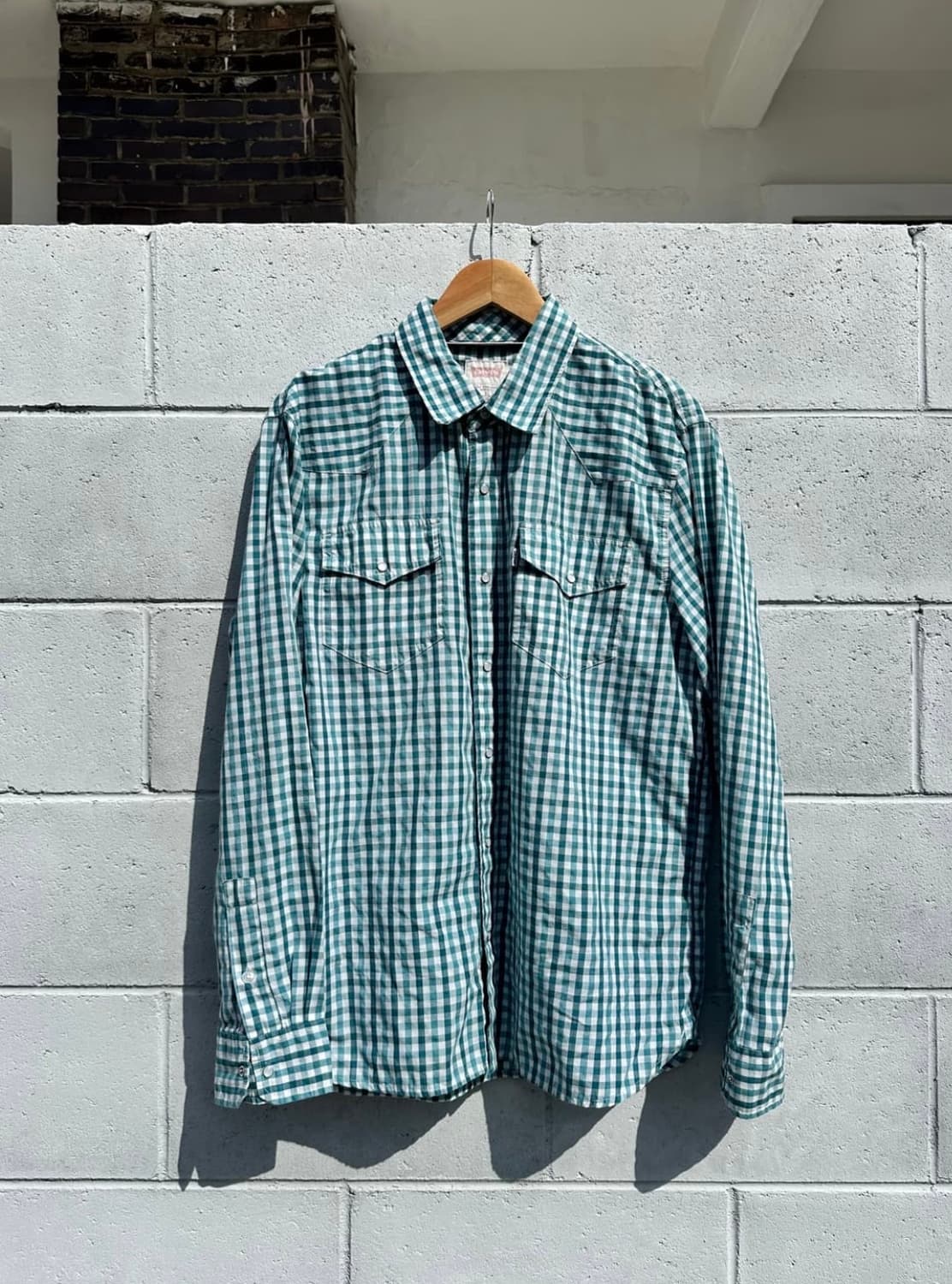 리바이스 블루그린 깅엄 체크 웨스턴 셔츠 상품이미지1