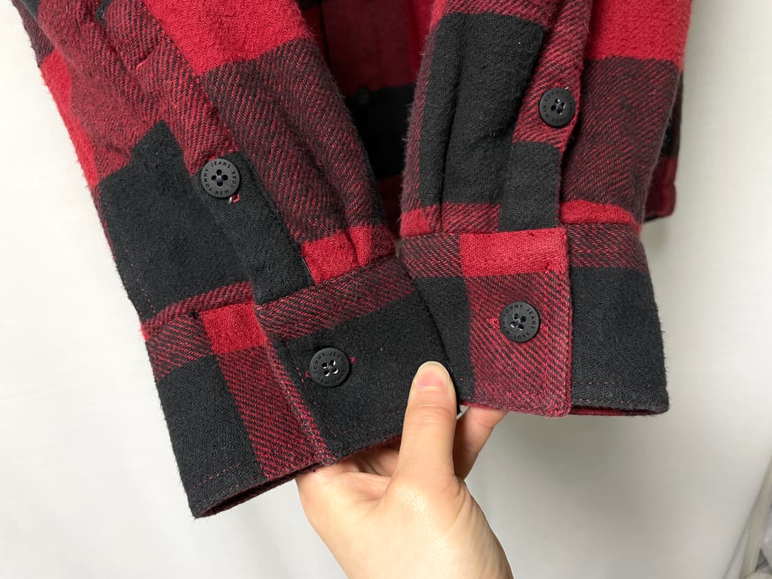 타미진스 남성 루즈핏 뽀글이 안감 셰르파 플란넬 체크 셔츠 자켓 _ 레드 상품이미지4