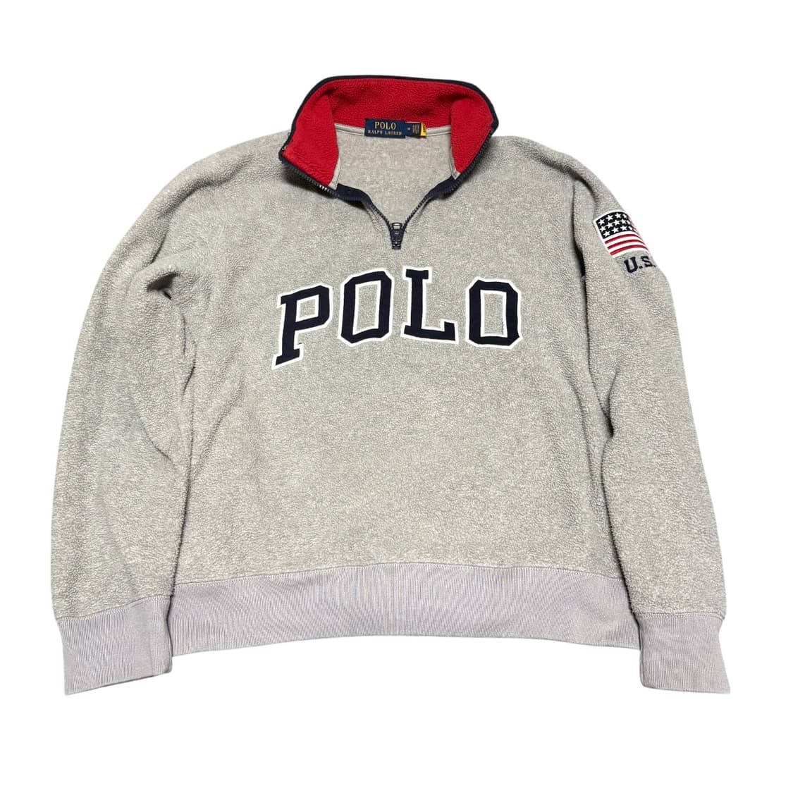 폴로 빅로고 성조기 하프집업 후리스 M 상품이미지3