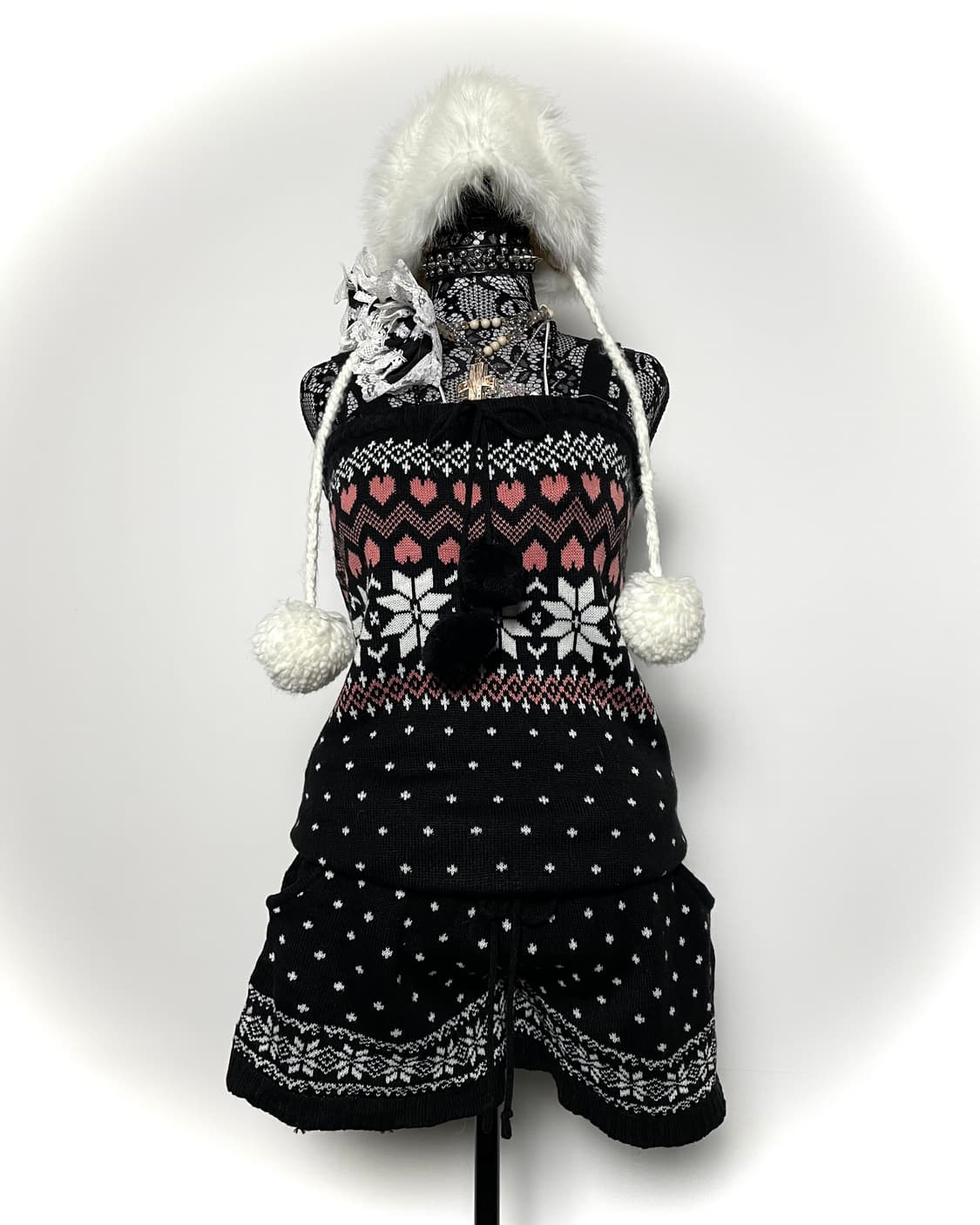 COLZA 콜자 겨울 아가일 패턴 니트 점프수트 상품이미지1