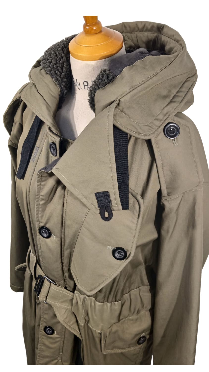 G-STAR 카키색 벨트 후드 롱 코트(S) 상품이미지6