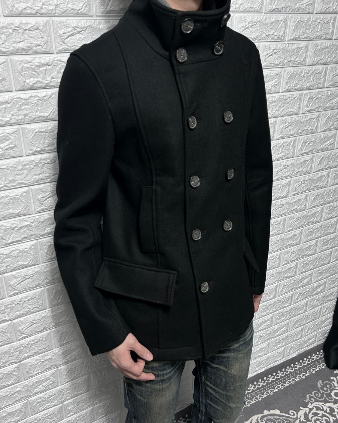 캘빈 클라인 더블 하이넥 울 블렌드 코트 상품이미지2