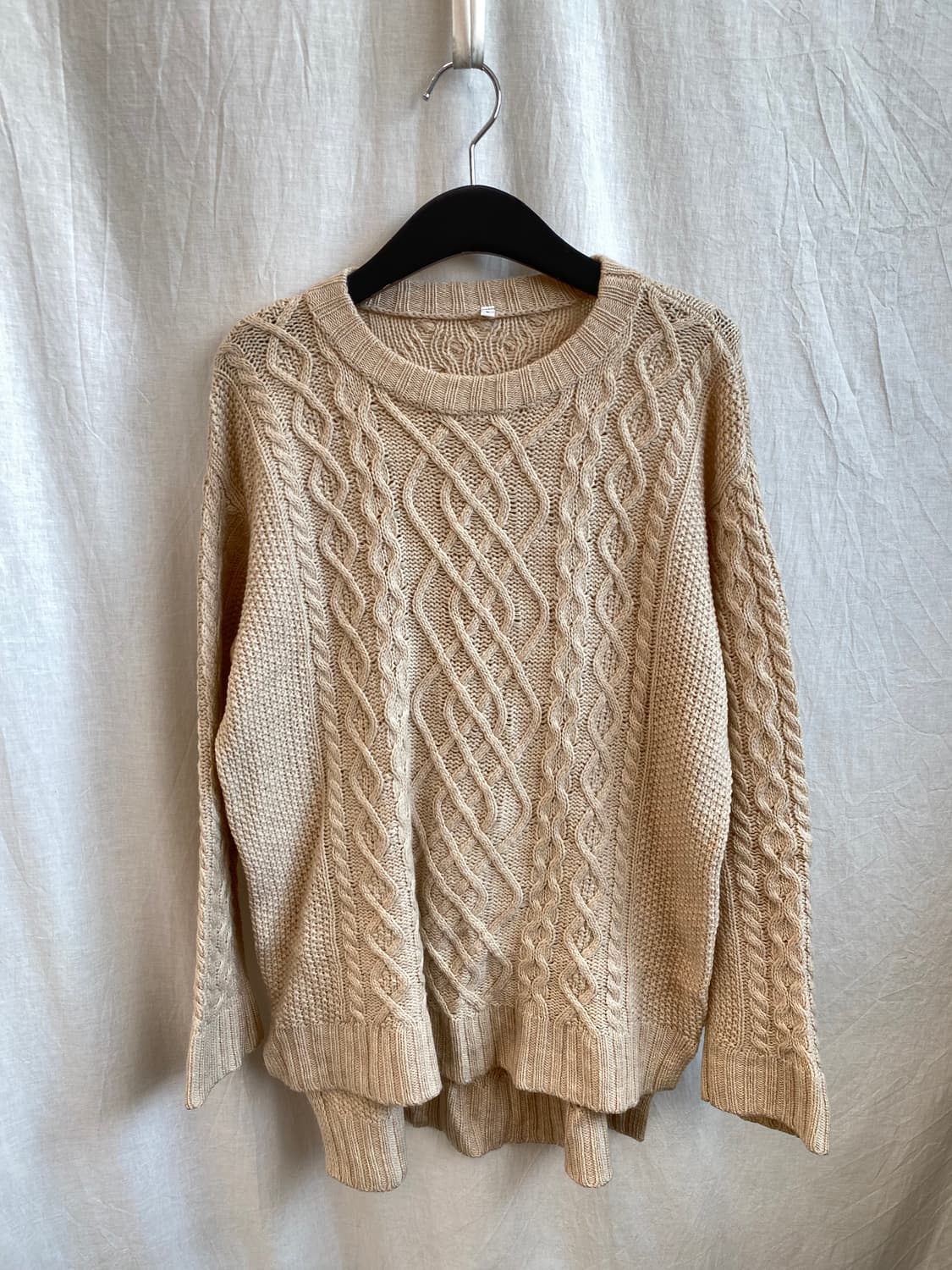 MUJI 베이지 울혼방 니트(L) 상품이미지1