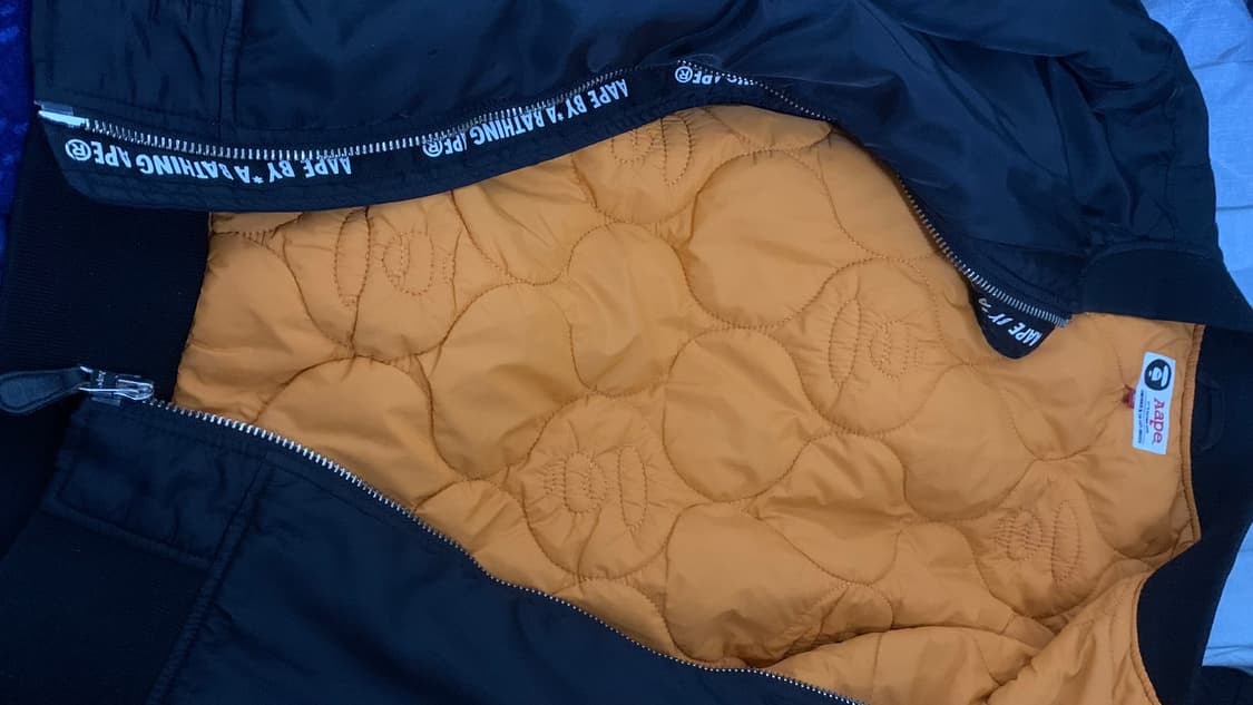 베이프 에이프 블랙 봄버 자켓 XL 상품이미지4