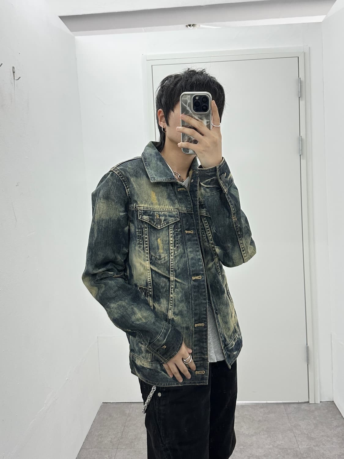ROEN X Semantic design 스와로브스키 스컬 데님 자켓 상품이미지2