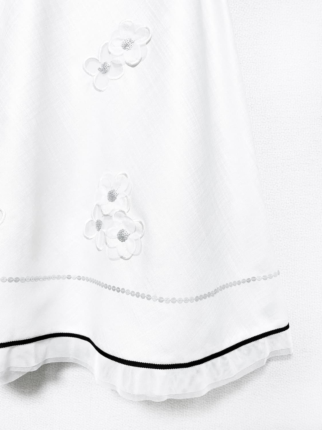Floral Embroidery Midi Skirt - White 상품이미지6