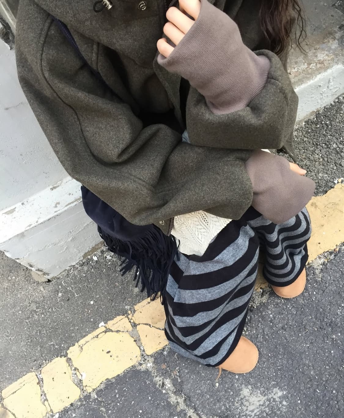 모래하우스 울 워머 후드 누빔 블루종 점퍼 하프코트 빈티지 상품이미지3