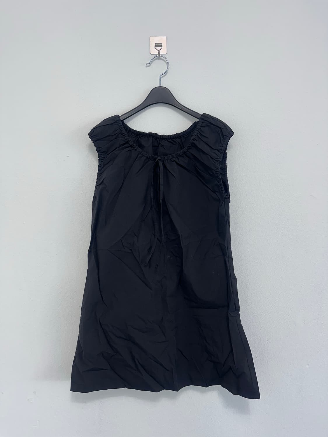 shirring black ribbon dress  상품이미지1