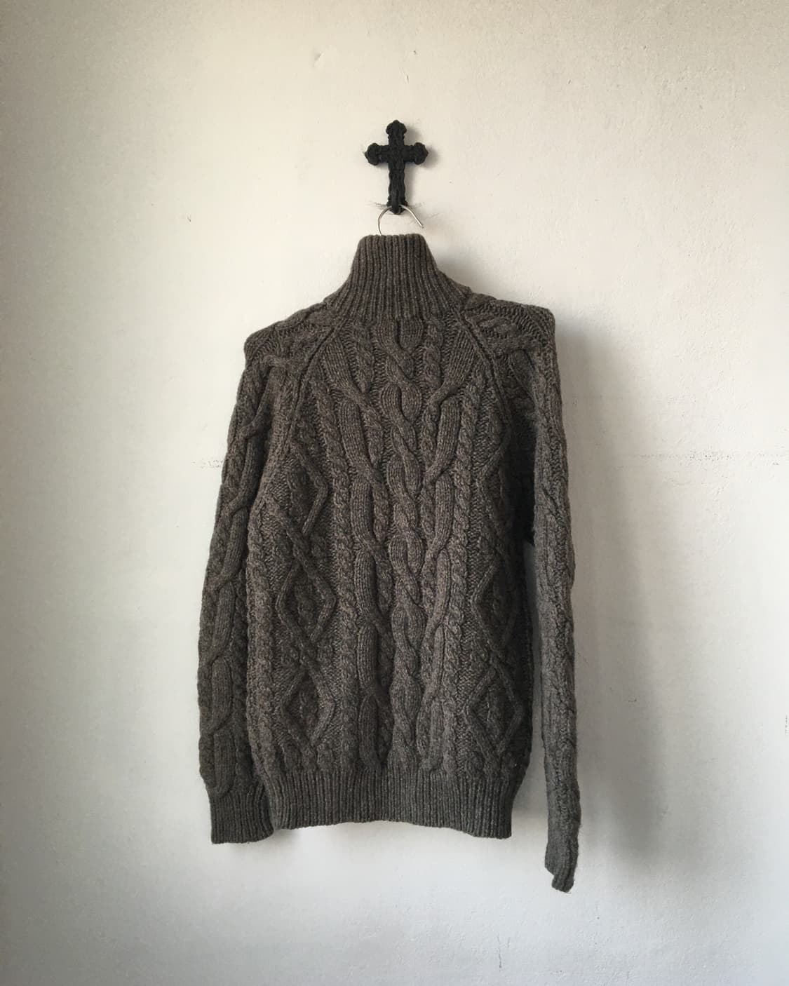 Cable pattern high neck zip up 상품이미지3