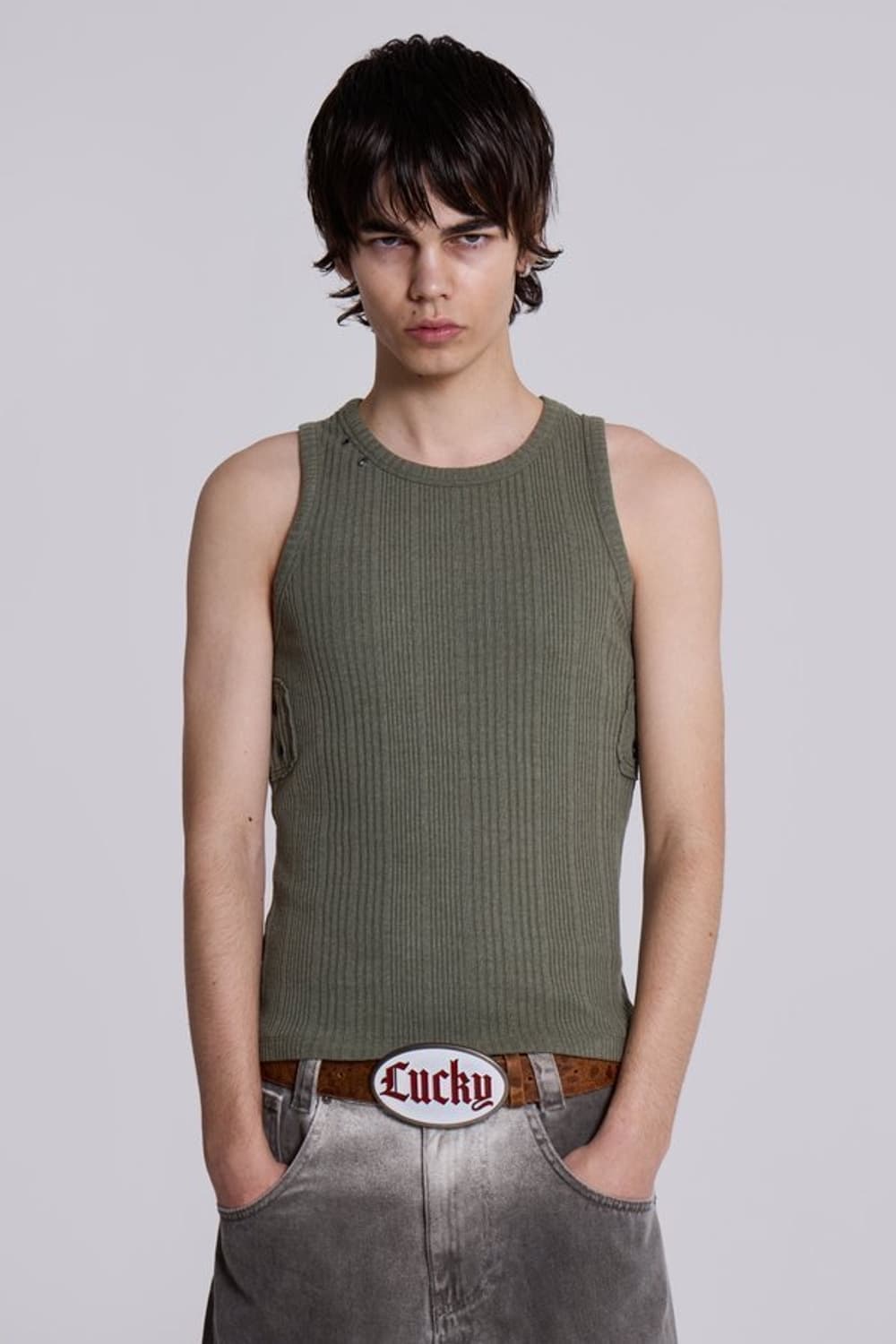 제이디드런던 Khaki Hardware Rib Vest 상품이미지3
