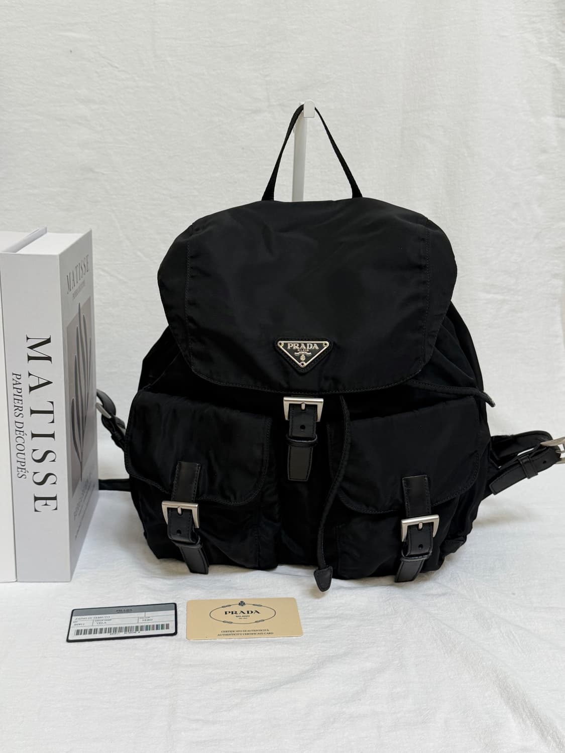 정품 프라다 나일론 블랙 투포켓 백팩 상품이미지6