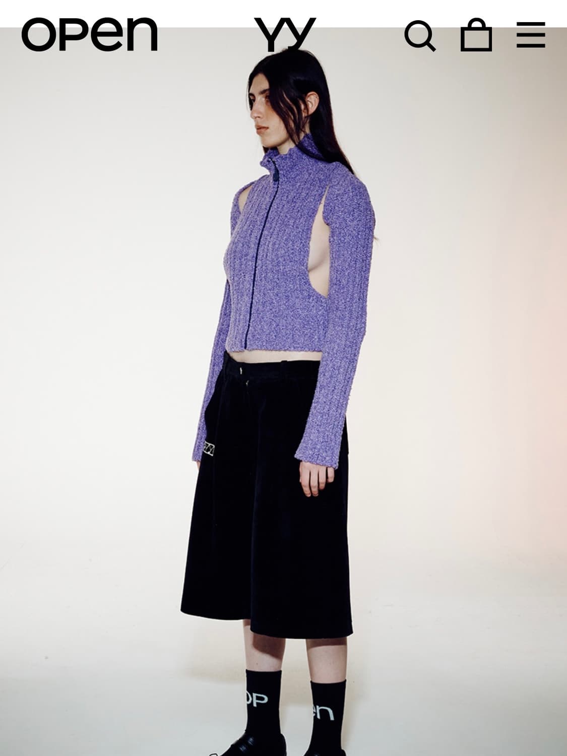 OPEN YY 보라색 니트 집업 베스트 + 볼레로 세트 상품이미지2