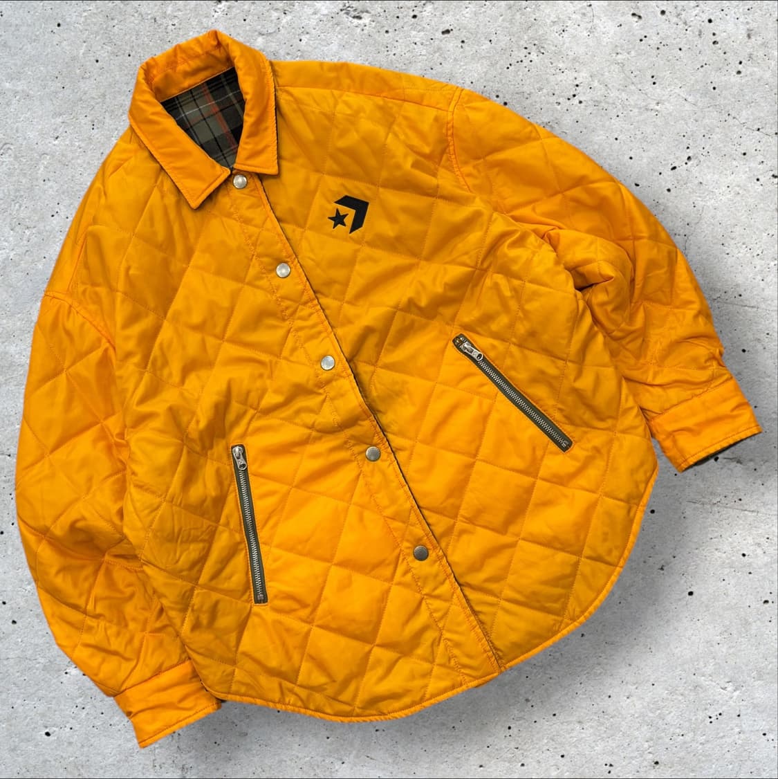 [M] 컨버스 리버시블 퀼팅 자켓 옐로우 체크 C436 상품이미지1