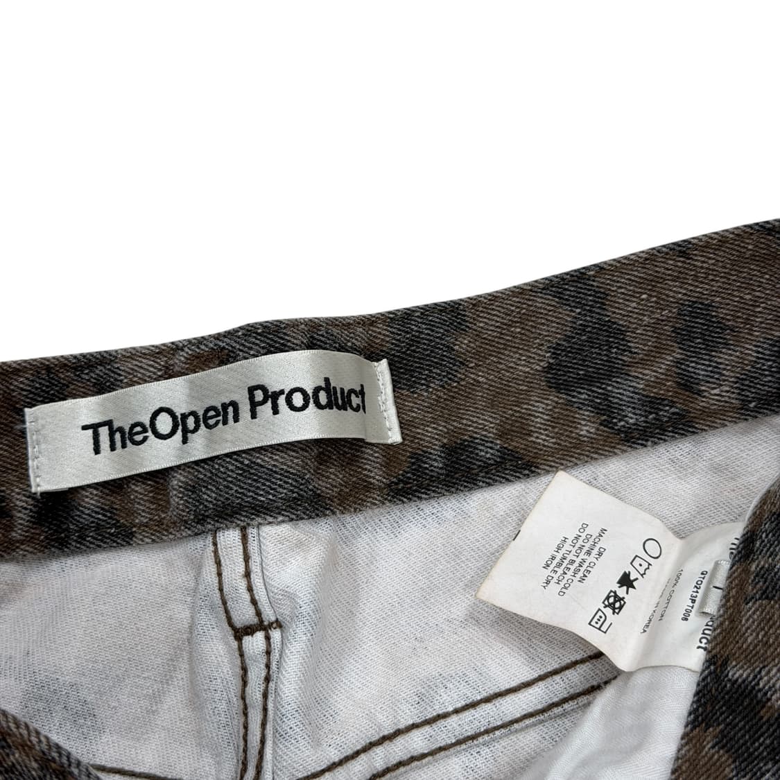 더오픈프로덕트 레오파드 사이드 버튼 스키니 진 바지 브라운 1 상품이미지5