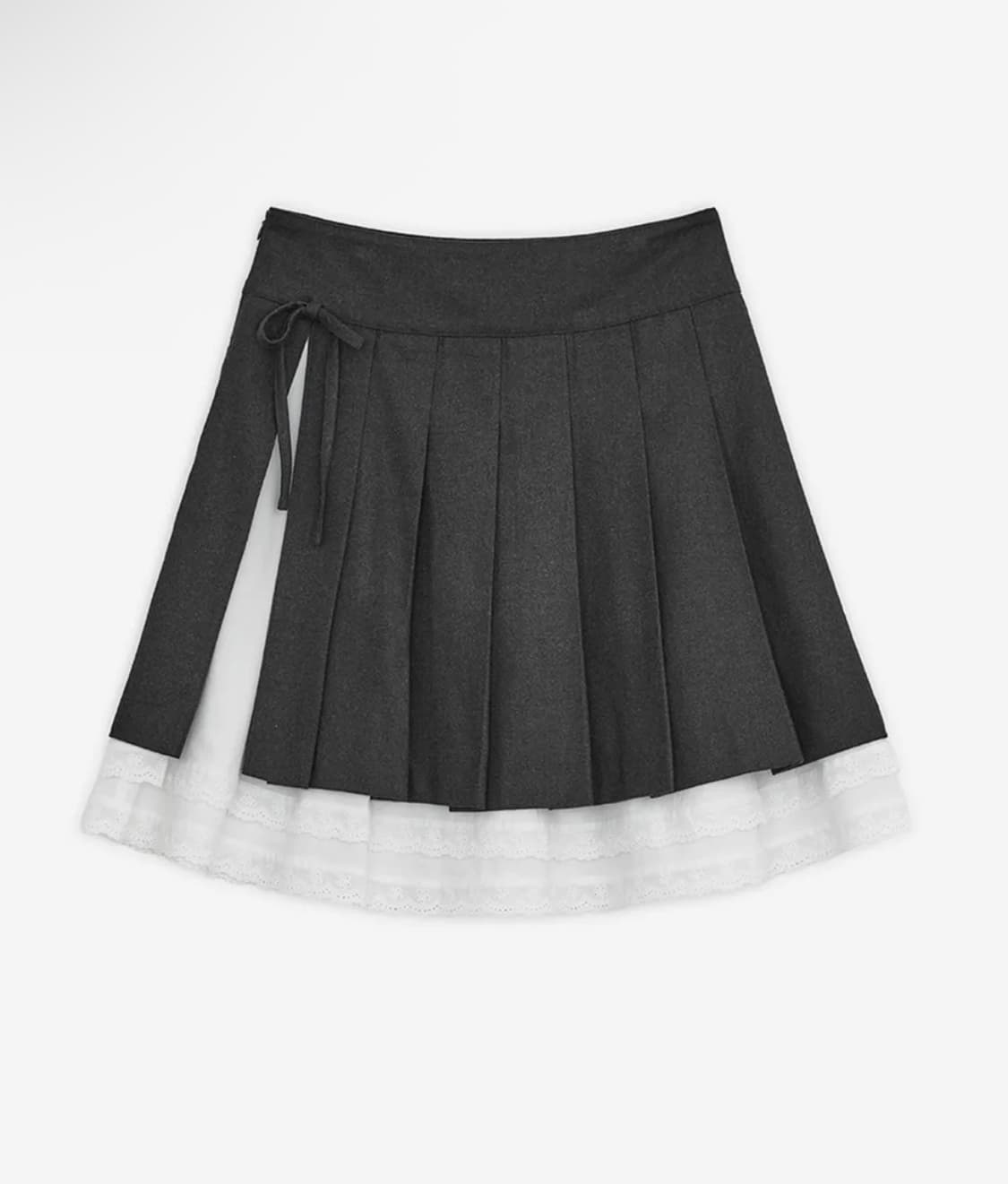 허그유어스킨 슬릿 플리츠 미디 스커트 차콜 상품이미지1