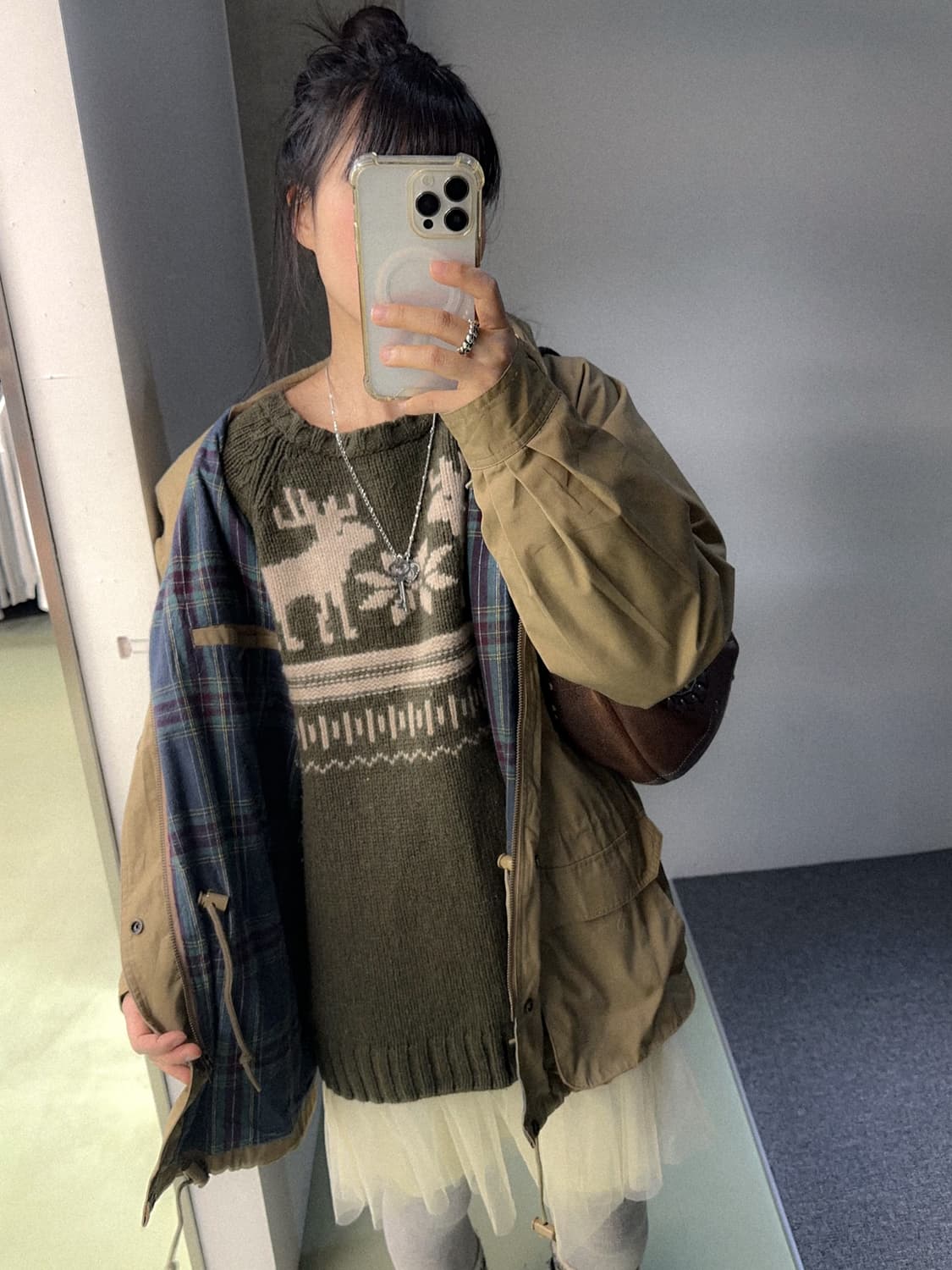 khaki winter deer wool knit 상품이미지3