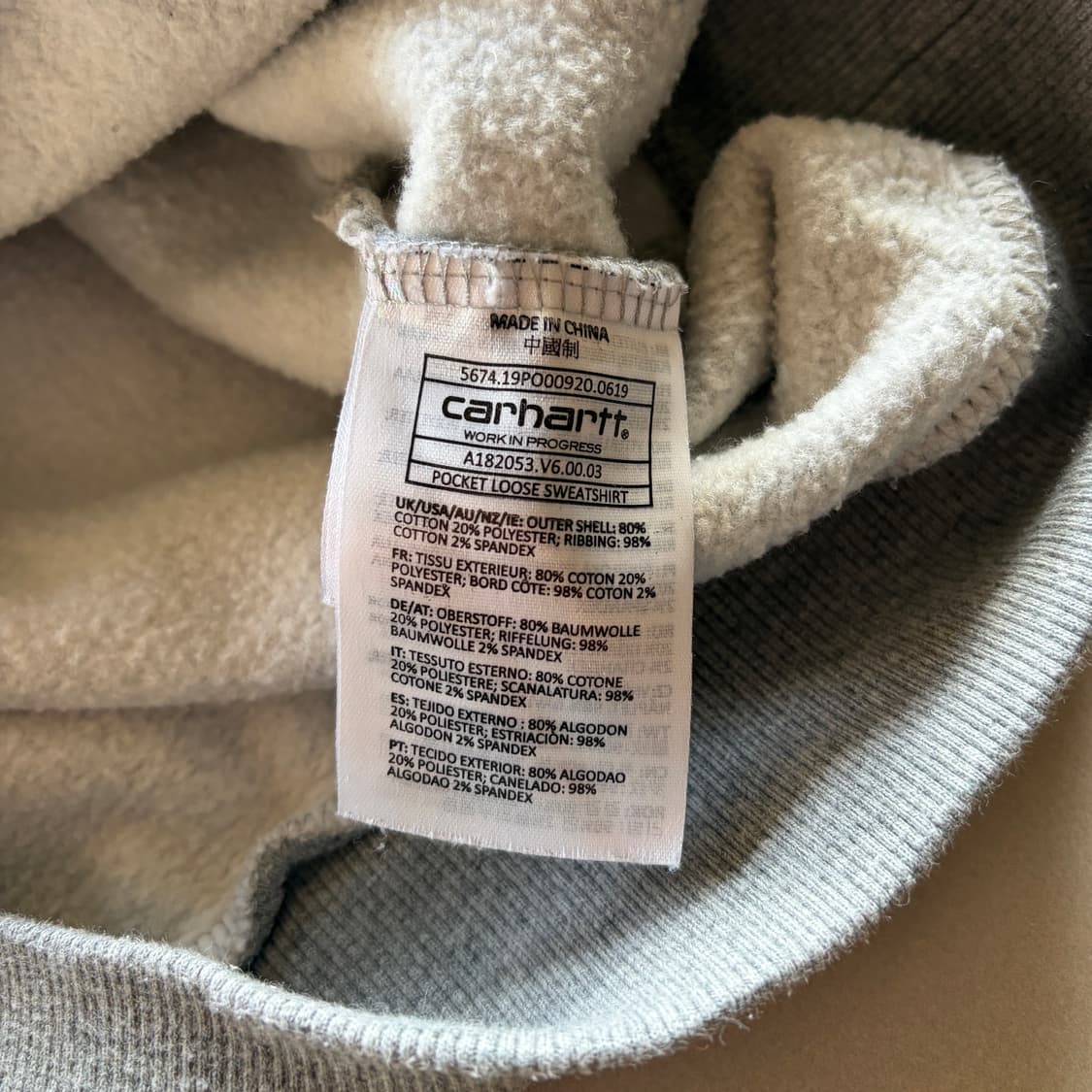 [S]칼하트 WIP 포켓 그레이 기모 맨투맨 상품이미지9