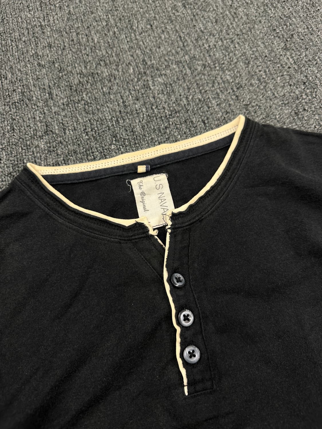 L) 재패니즈 빈티지 블랙 헨리넥 롱슬리브 긴팔티 상품이미지4