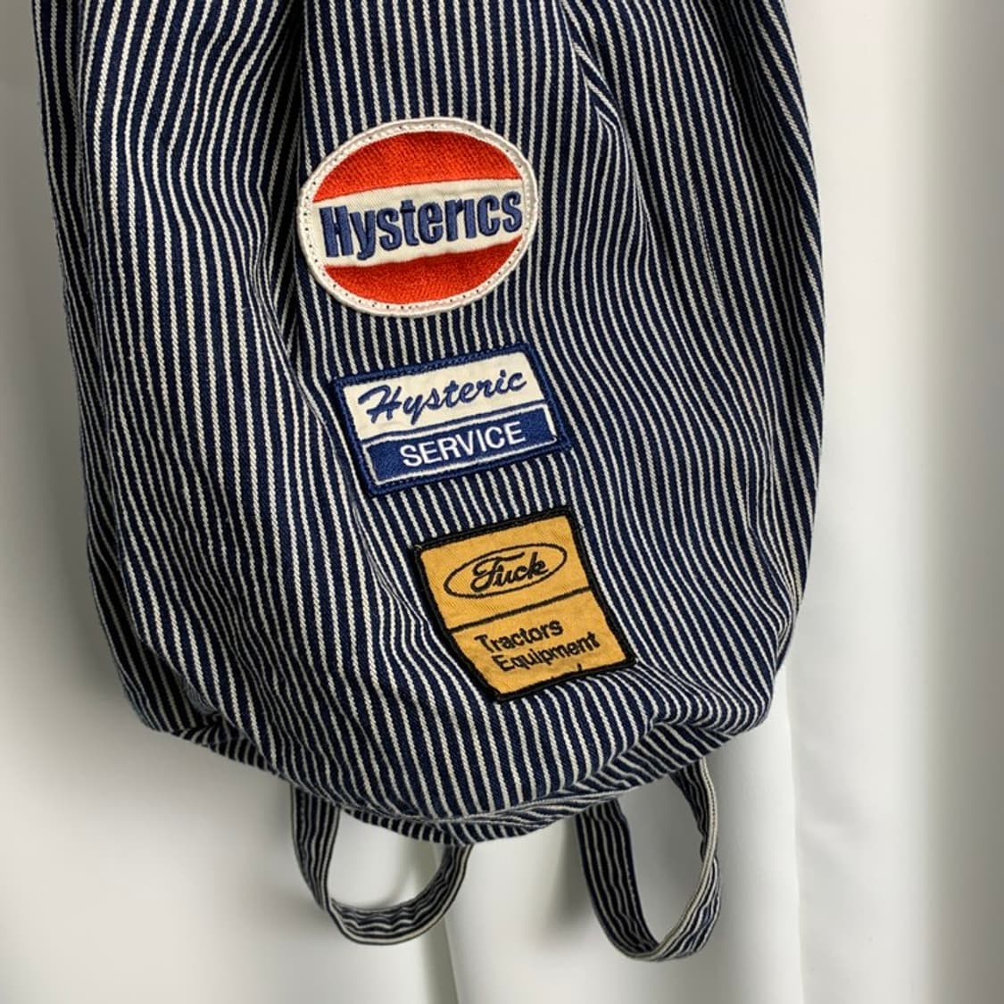 Navy stripe bucket back pack logo patch 상품이미지3