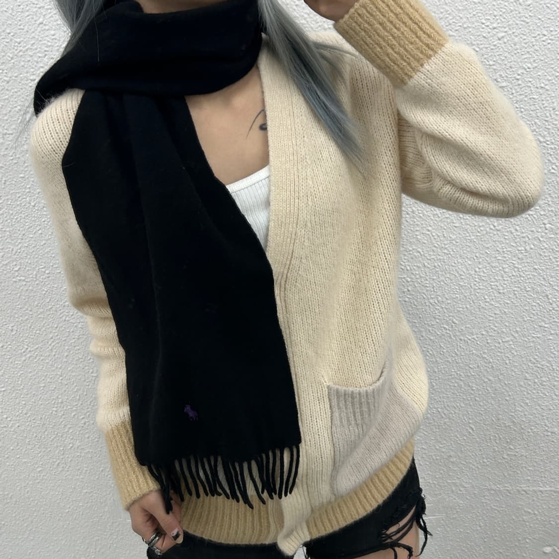 폴로 랄프로렌 퍼플포니 블랙 울 머플러 상품이미지3