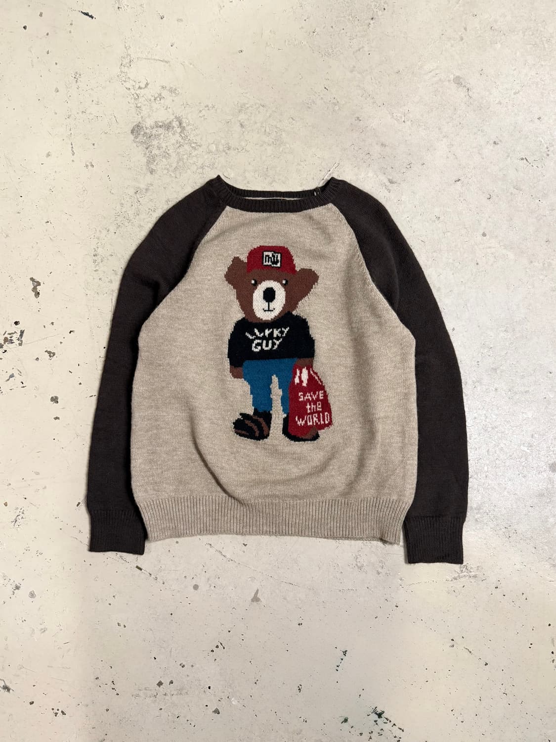 Lucky guy bear point raglan knit 상품이미지4