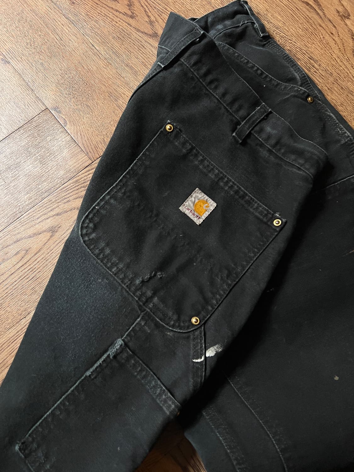 [34]칼하트 USA 빈티지 페인팅 블랙 더블니 워크 팬츠 상품이미지7