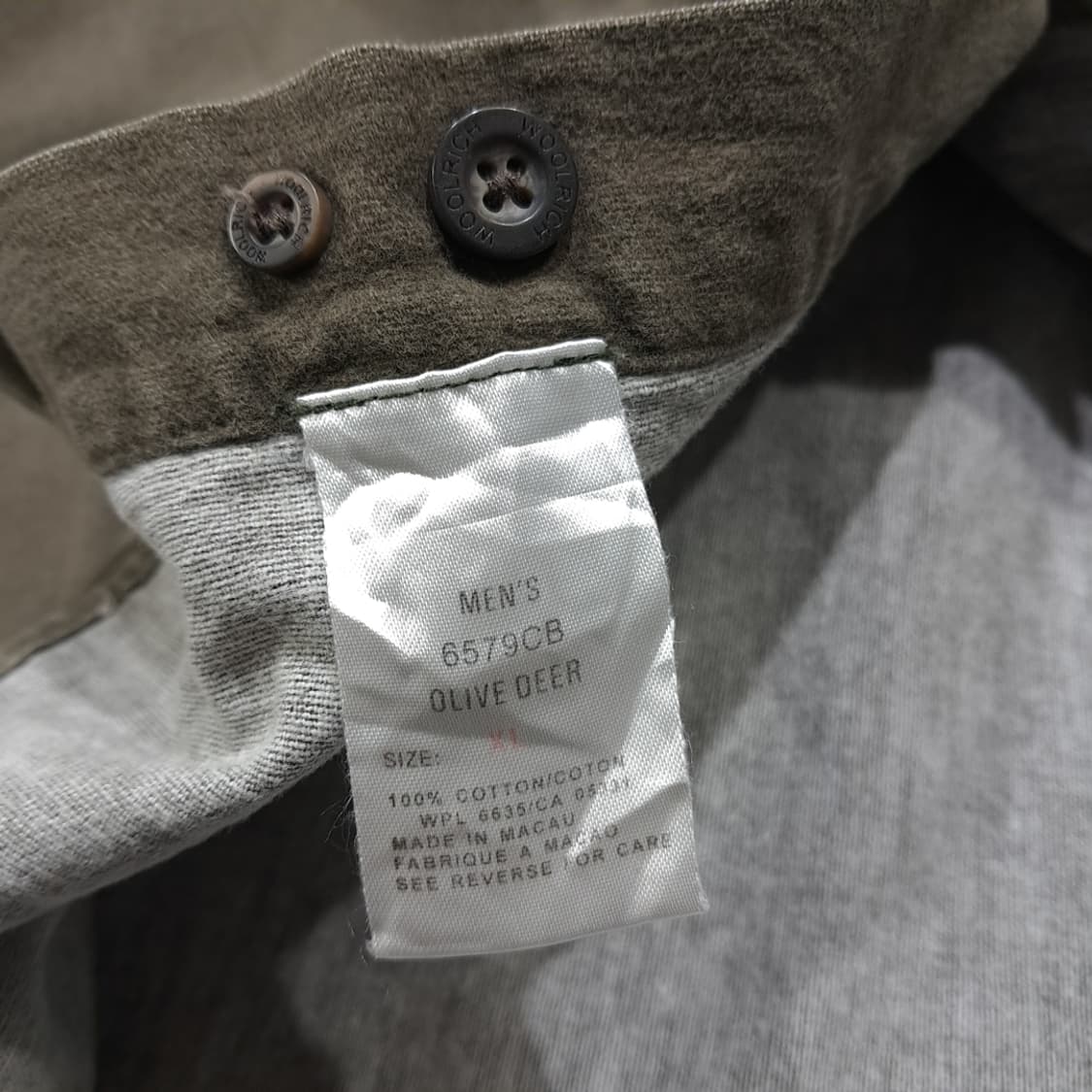 CL498 XL 울리치 90s 마카오판 코튼 사슴그래픽 올리브 셔츠 상품이미지7