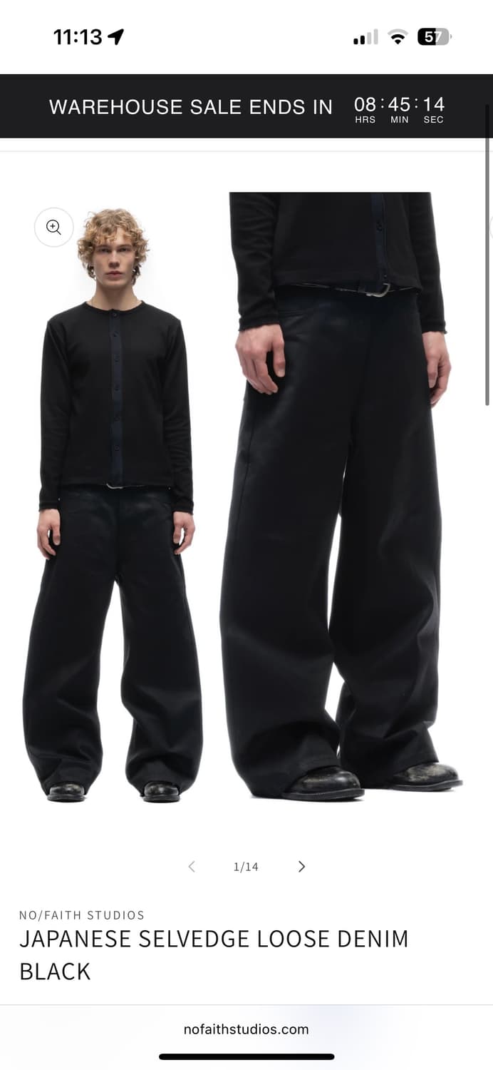 [S] NOFAITHSTUDIOS 셀비지 루즈 데님팬츠 상품이미지2