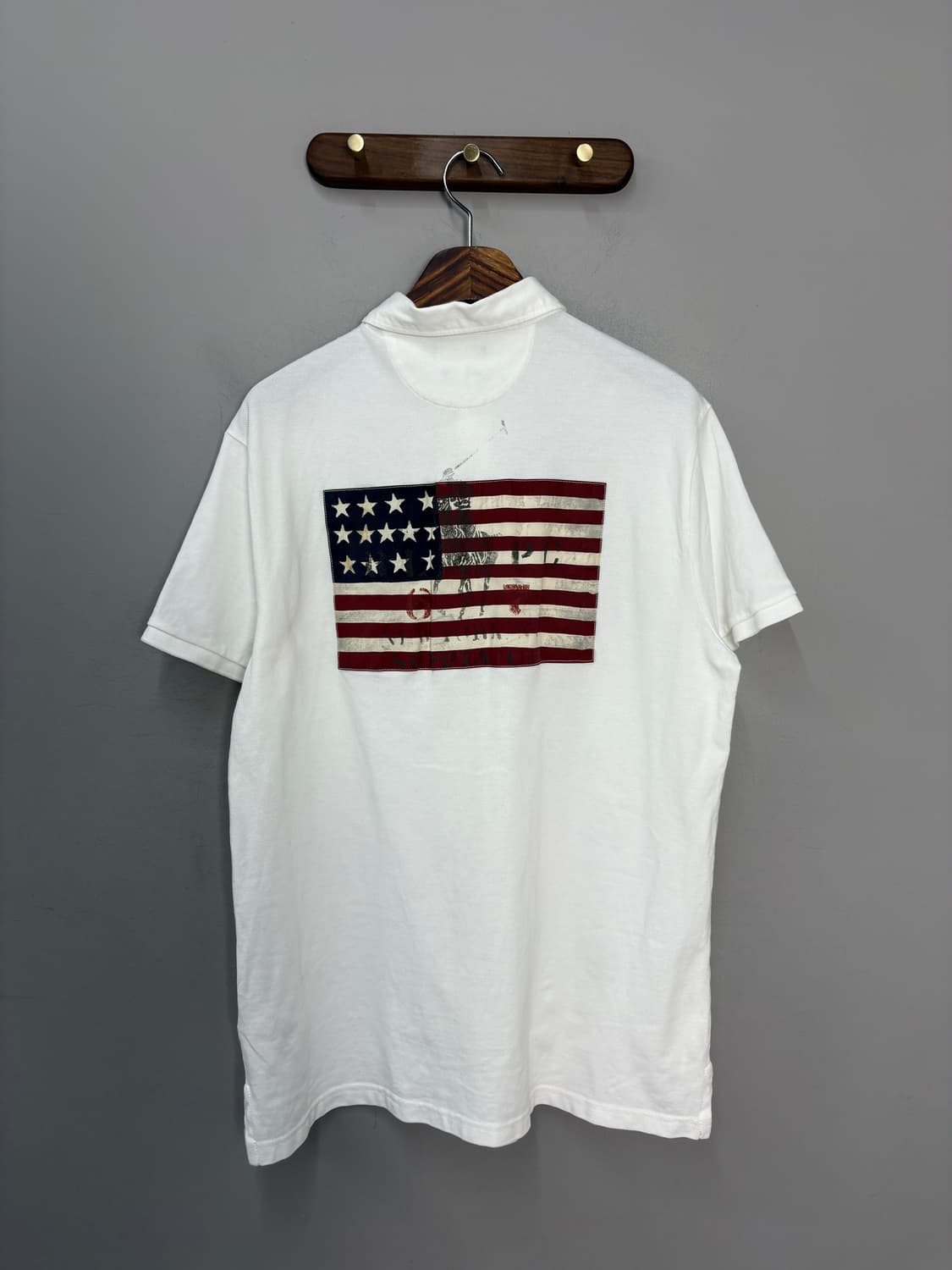 폴로랄프로렌 신형 성조기 백로고 화이트 카라넥하프티셔츠  A3628  상품이미지4