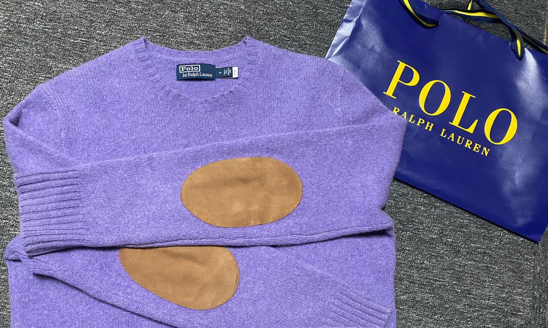 [최신형QR택] 반값이하 급처 폴로 울캐시미어 엘보 패치 니트 상품이미지1