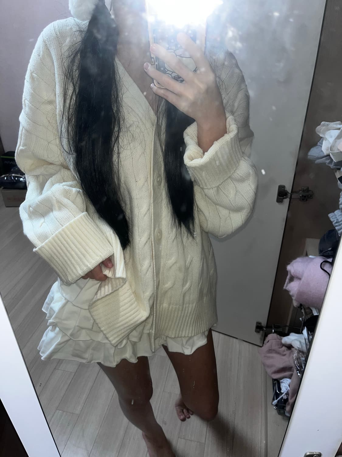 스나계 히메갸루 꽈배기 가디건 상품이미지1