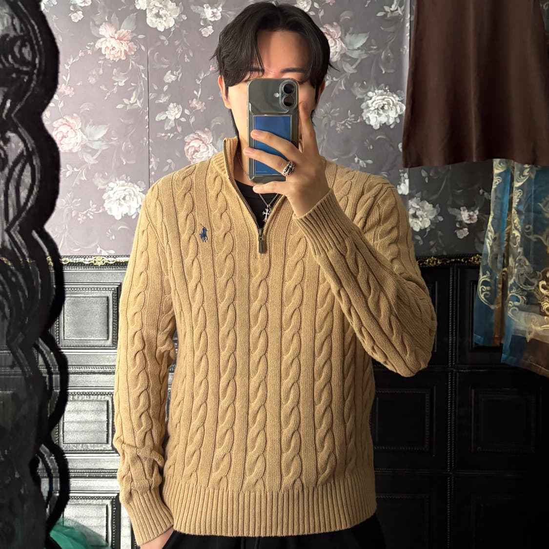 a145) 폴로랄프로렌 포니 케이블 반집업 니트 상품이미지1