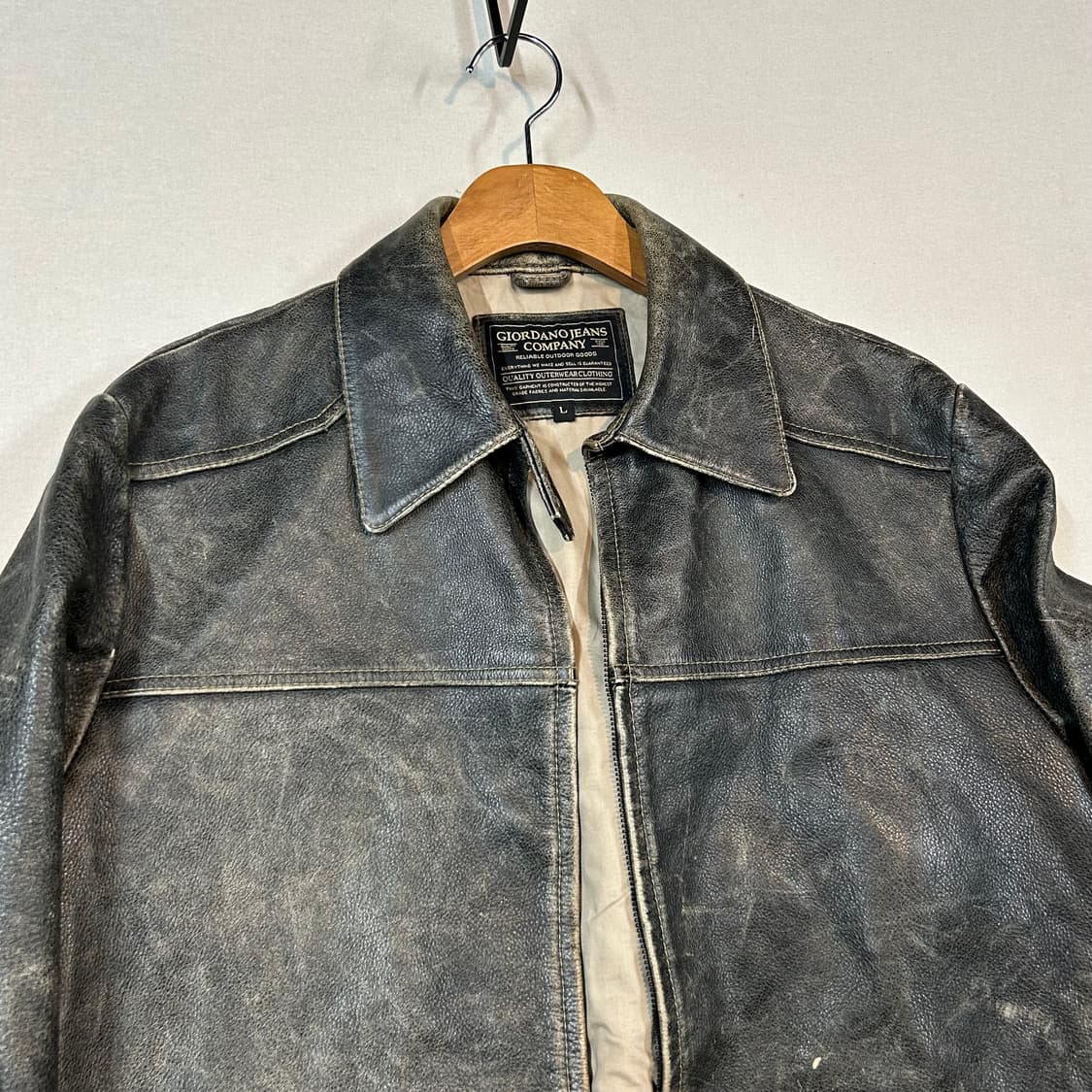 L) 지오다노 빈티지 에이징 소가죽 레더 자켓 상품이미지2