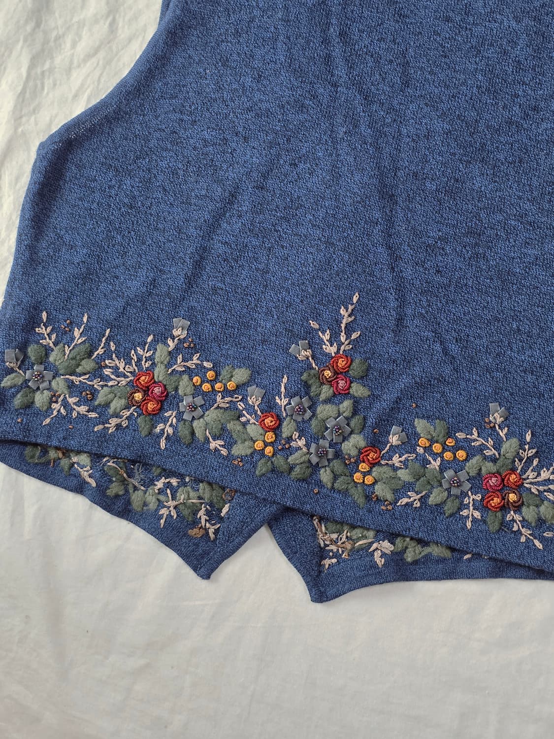 모리걸 그래니룩 자수 니트 베스트 조끼 일본빈티지 상품이미지6