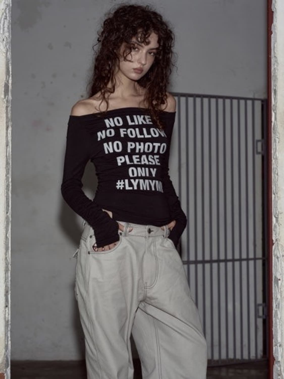 플리즈노팔로우 케이시 오프숄더 블랙 상품이미지3