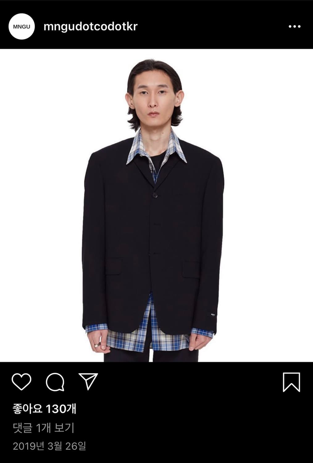 MNGU 19SS 3버튼 셋업 그레이 라지 상품이미지1