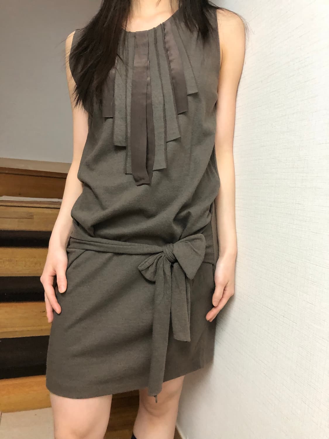 빈티지 브라운 카키 벨티드 원피스 상품이미지7