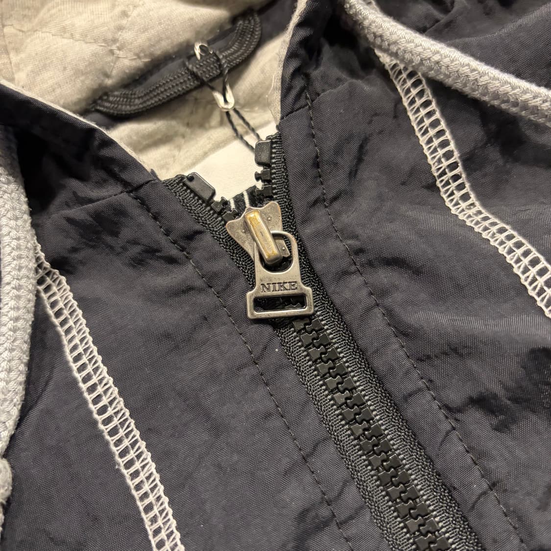 [L] 90s 나이키 빅로고 블랙 바람막이 누빔 후드 자켓 C59 상품이미지4