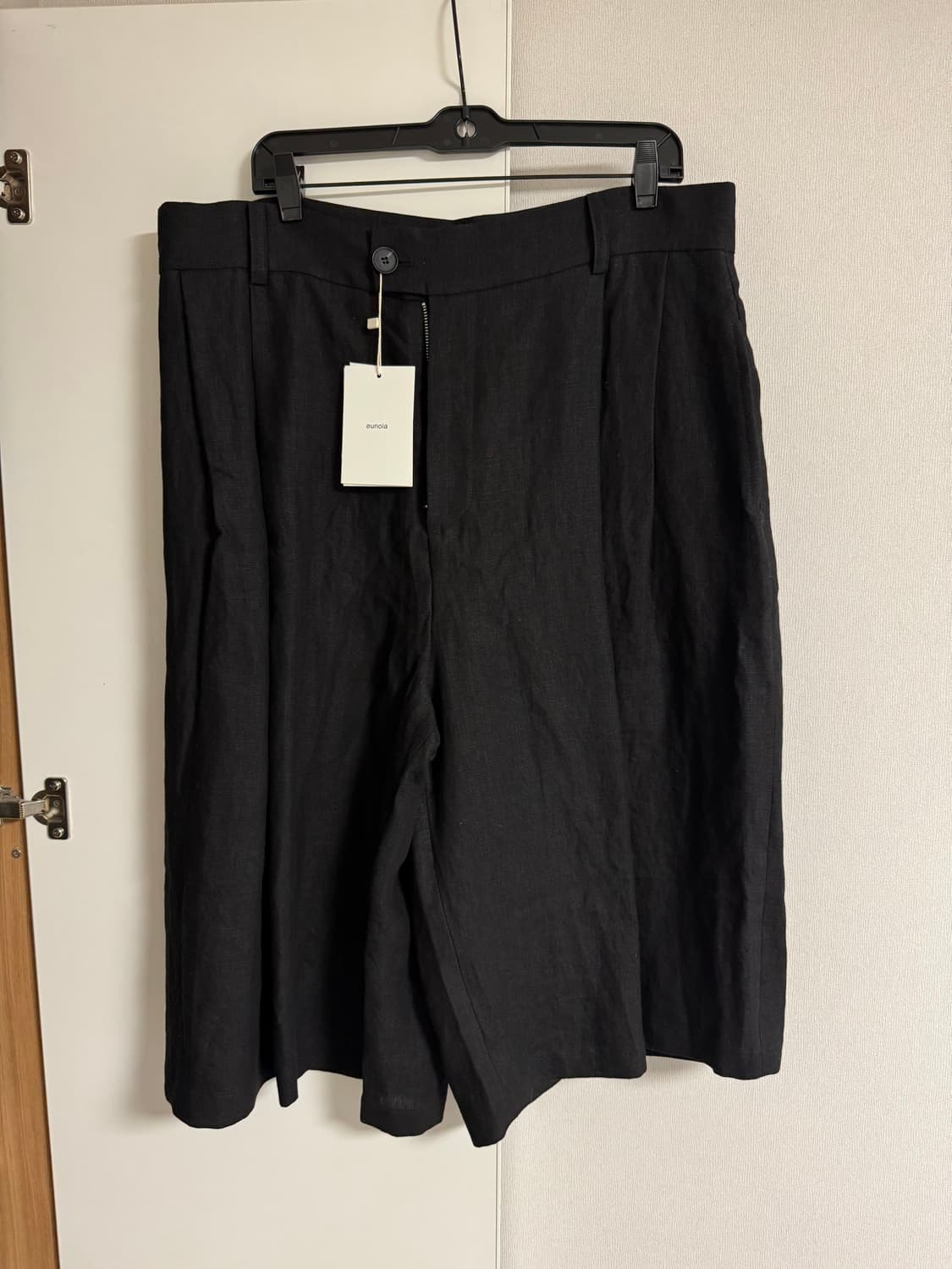 Eunoia Linen Short Pants 블랙 와이드 쇼츠 새상품 상품이미지1