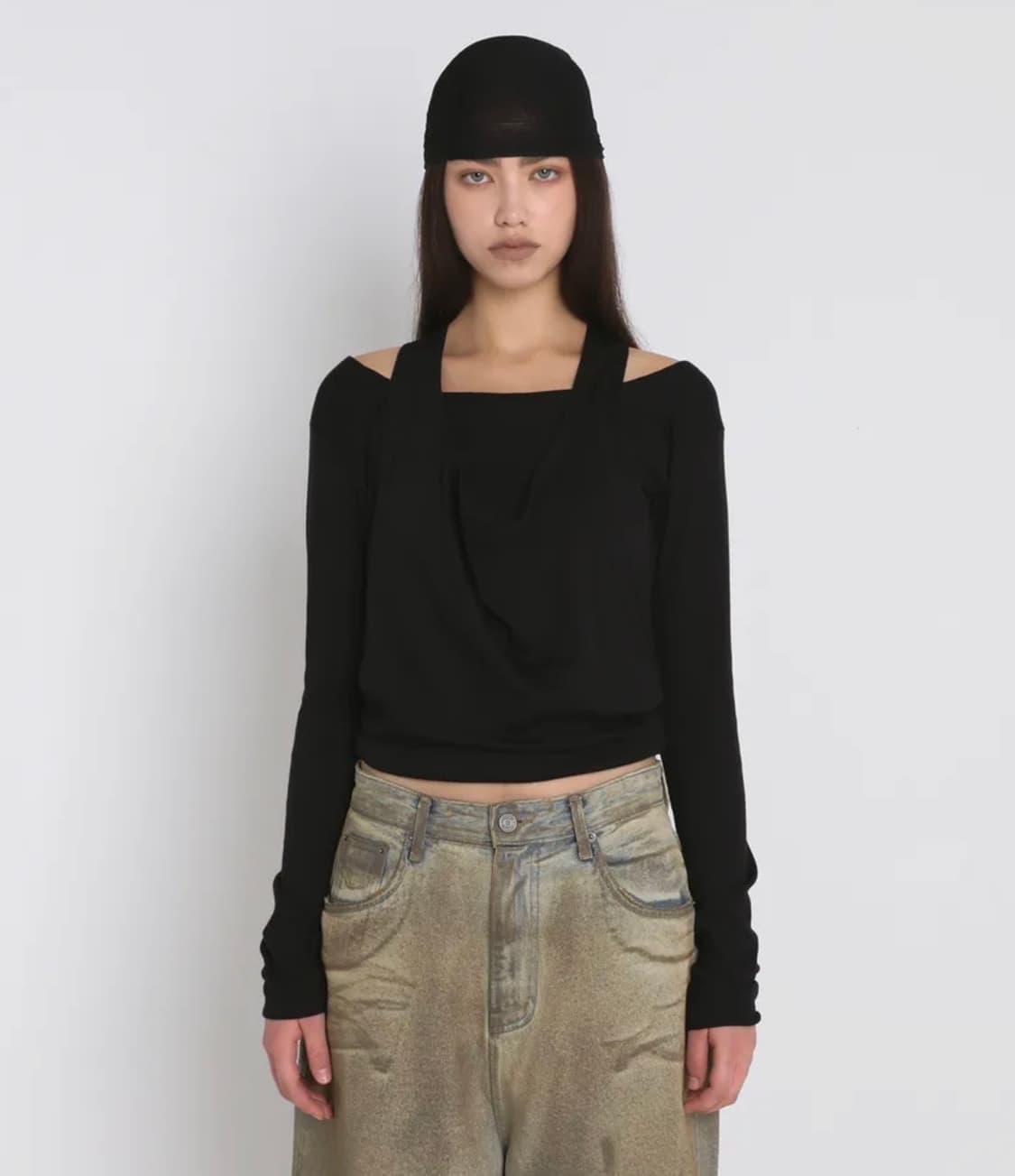 샌드릭 드롭 홀터 레이어드 롱 슬리브 티셔츠 상품이미지1