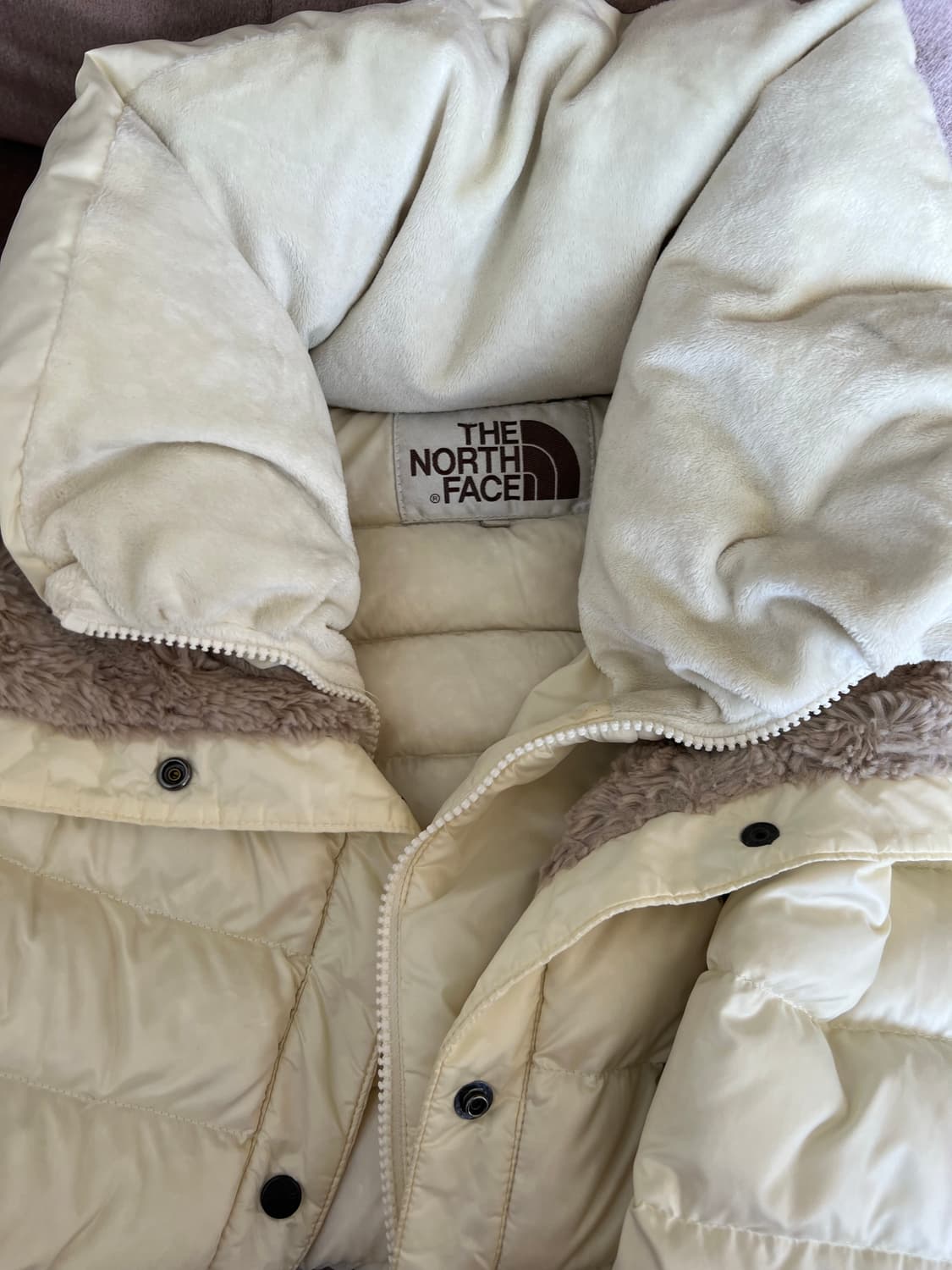 노스페이스 여성 아이보리 구스다운패딩 하프패딩점퍼 상품이미지5
