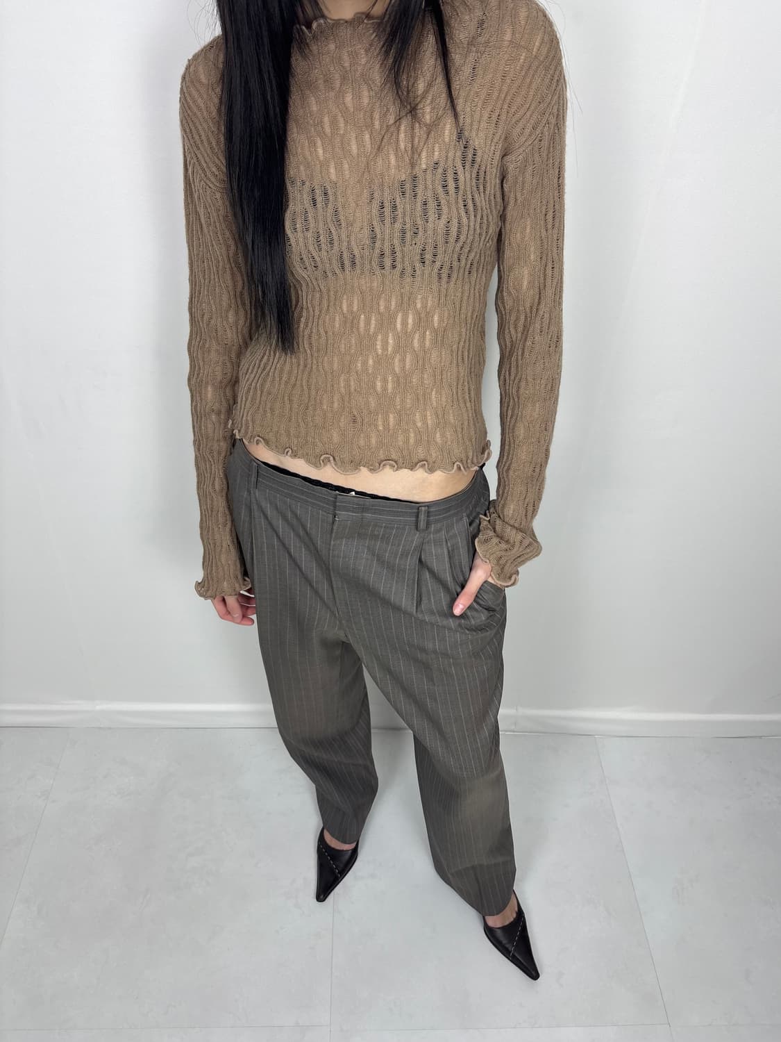 BROWN WAVE WOOL KNIT 상품이미지1