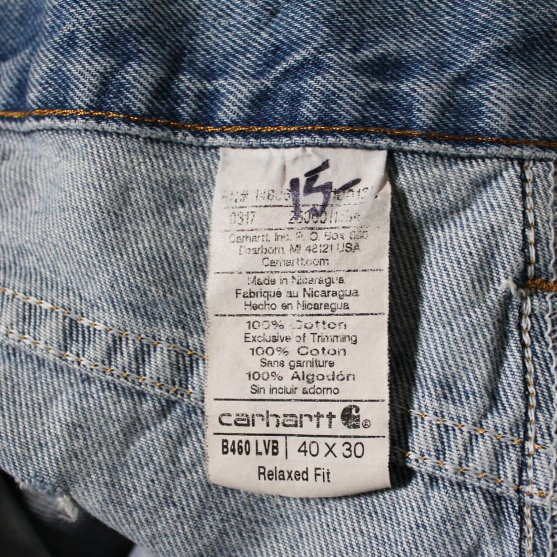 Carhartt 칼하트 B460 LVB 릴렉스드핏 데님 워크진 상품이미지4