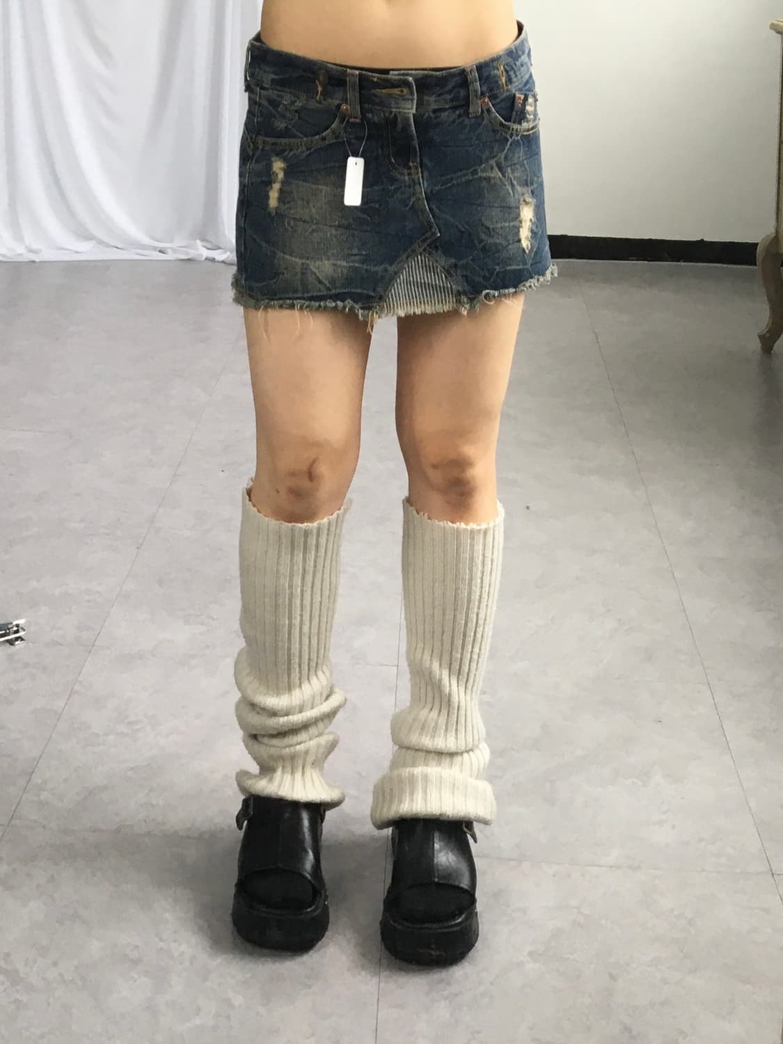 Washing denim mini skirt 상품이미지1