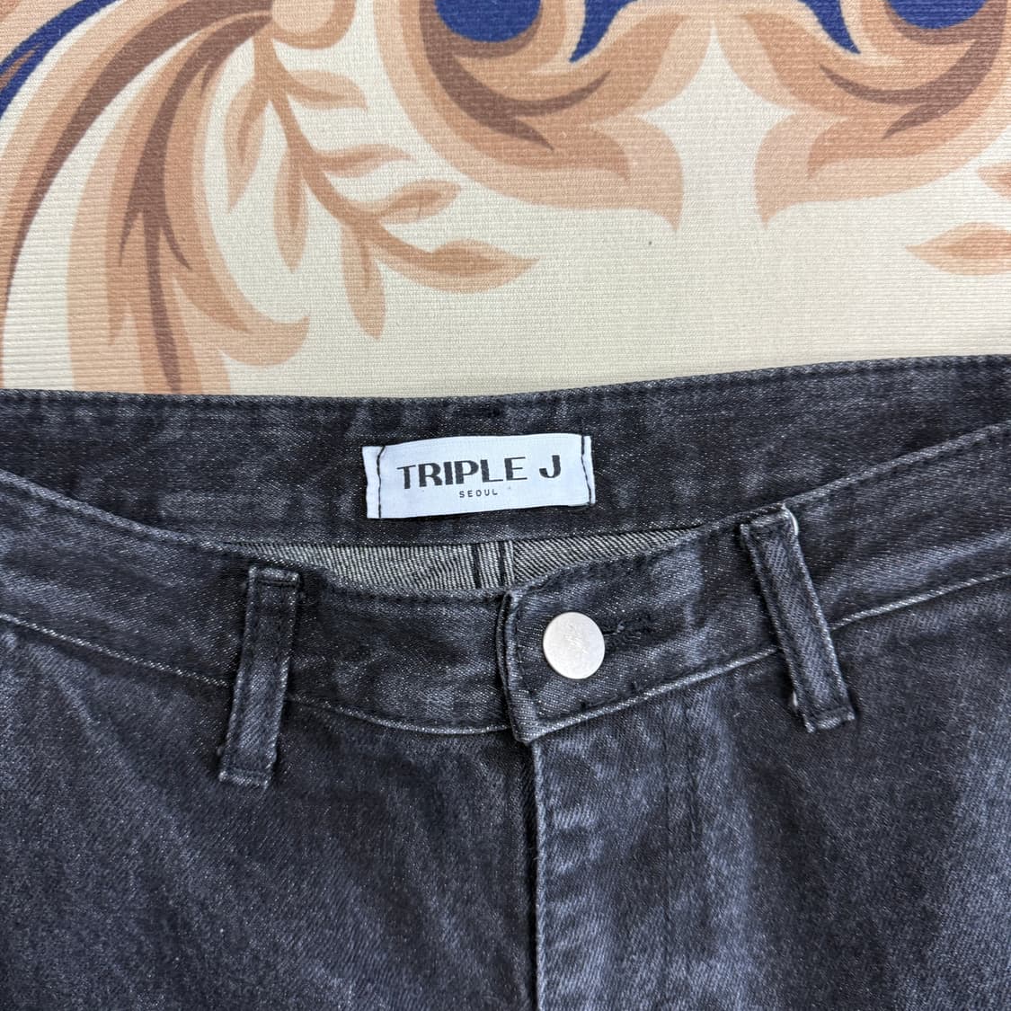 (XS)트리플J 더블니 흑청 데님팬츠 상품이미지2