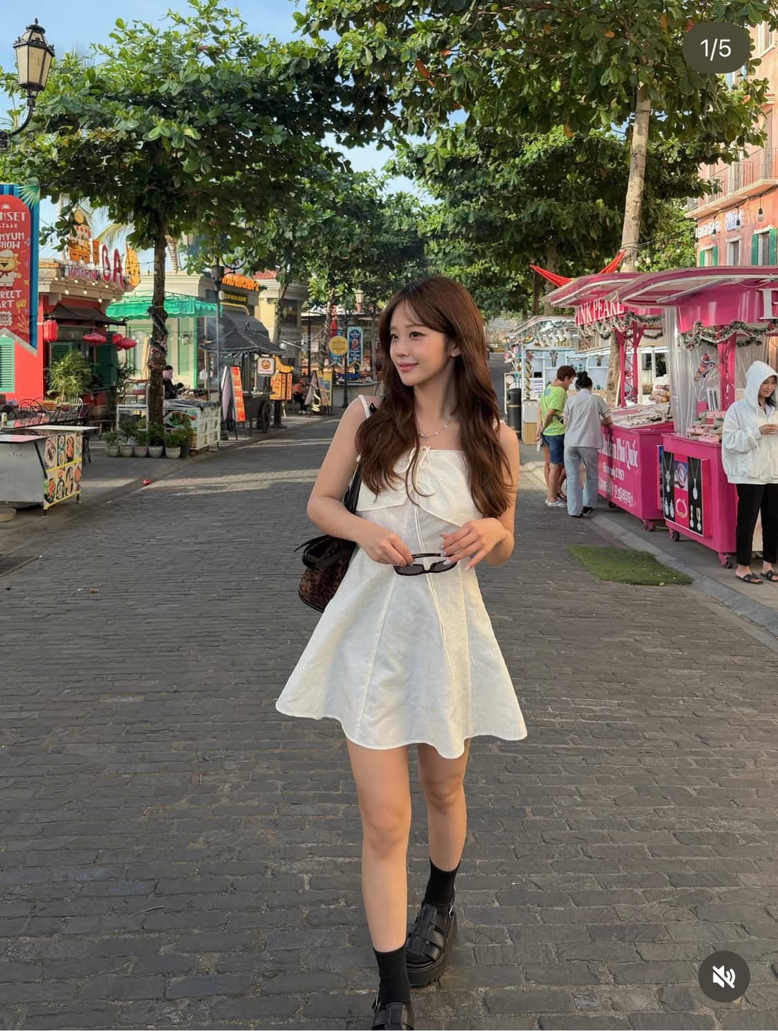 [택O새상품] 온앤온 네크 스트링 포인트 레이어드 블라우스 원피스 상품이미지1